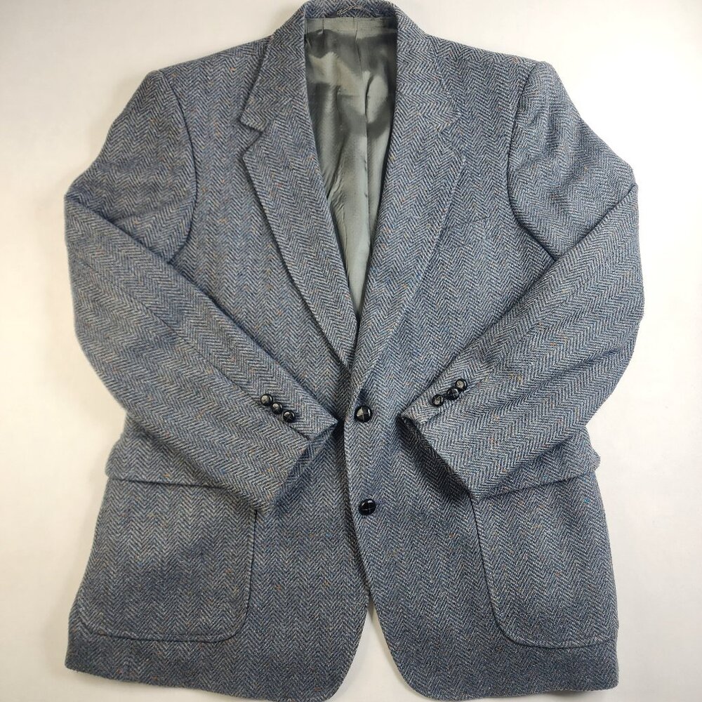 VTG Tweed Blazer 44R Cambridge Classics Sport Coat Herringbone Jacket Mervyns
